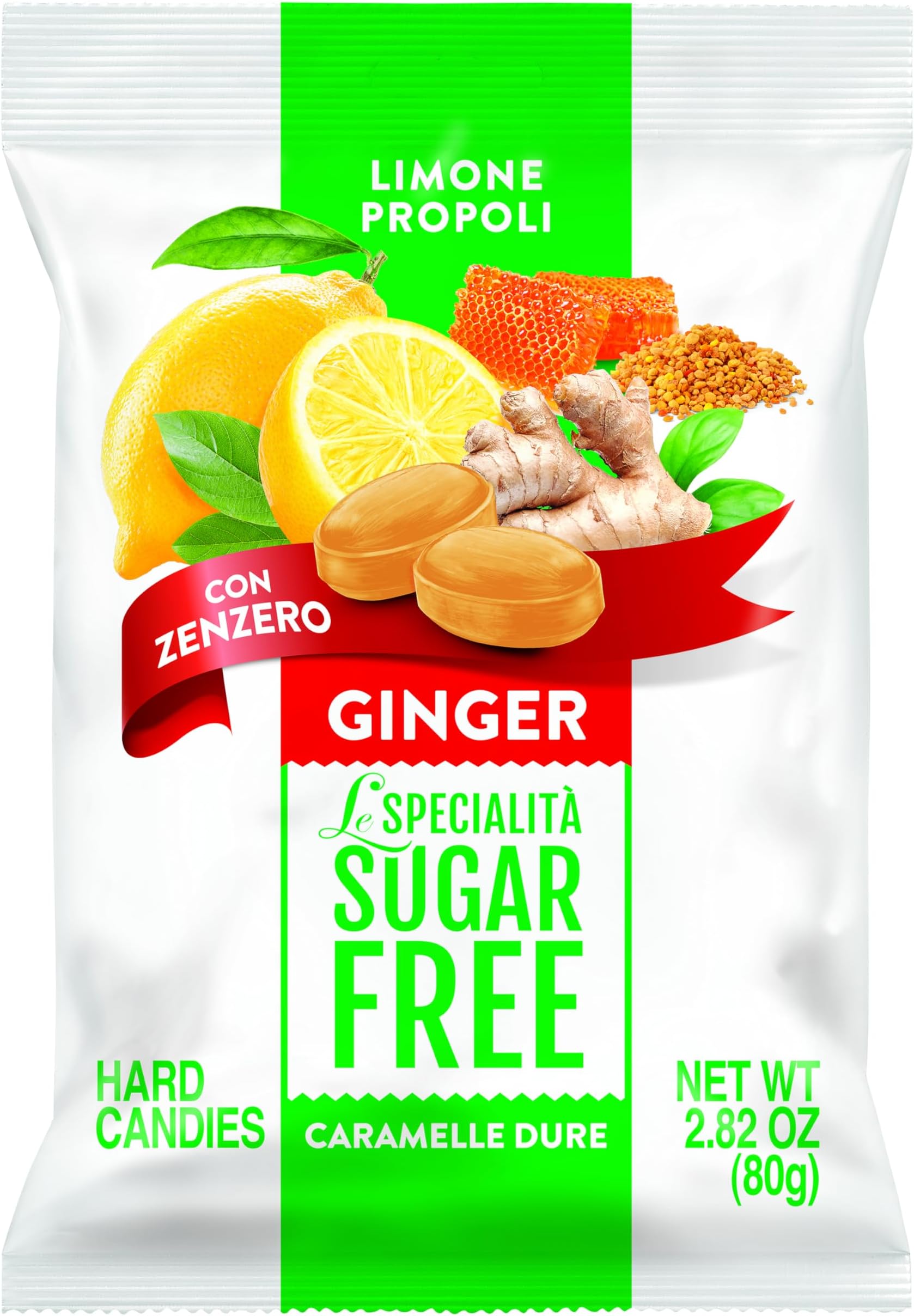 Brand: Italian Sugar Free Candy Lemon, Ginger, Propolis