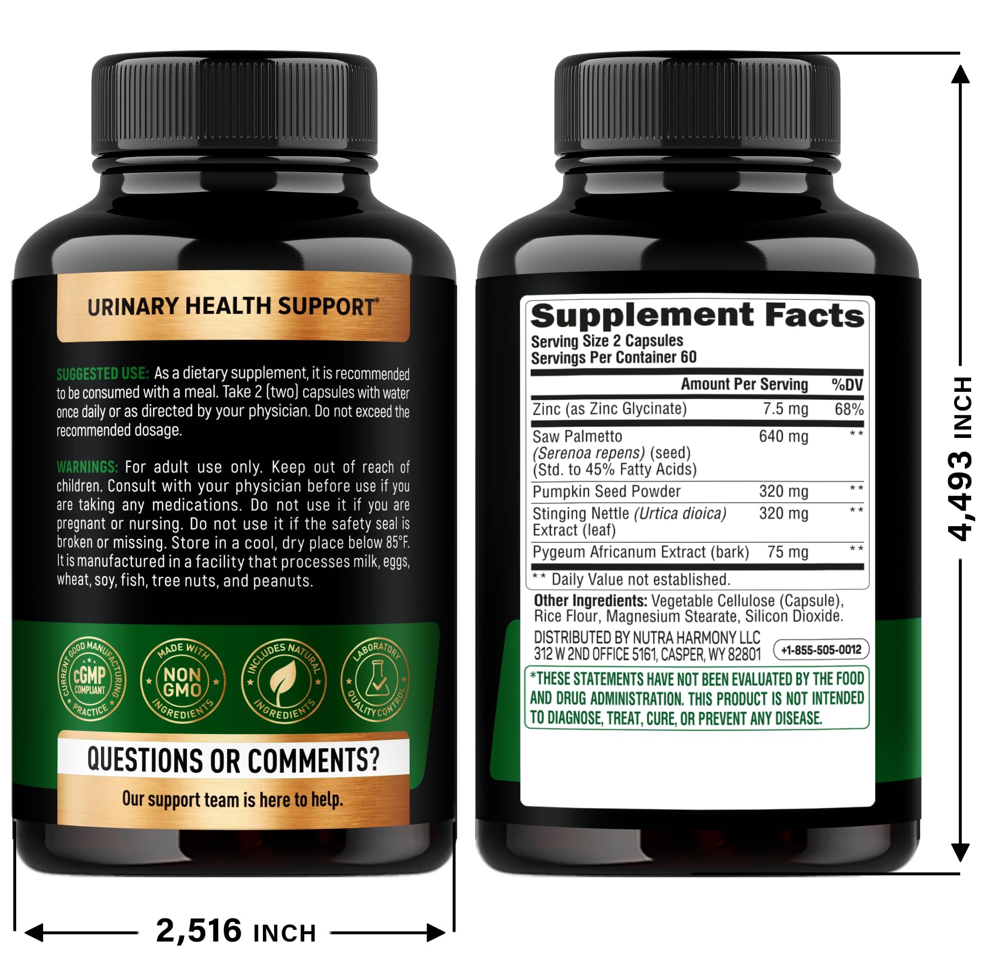 Saw Palmetto for Men 640mg - Pumpkin Seed, Nettle, Zinc & Pygeum - 120 Caps — Amazon image 2