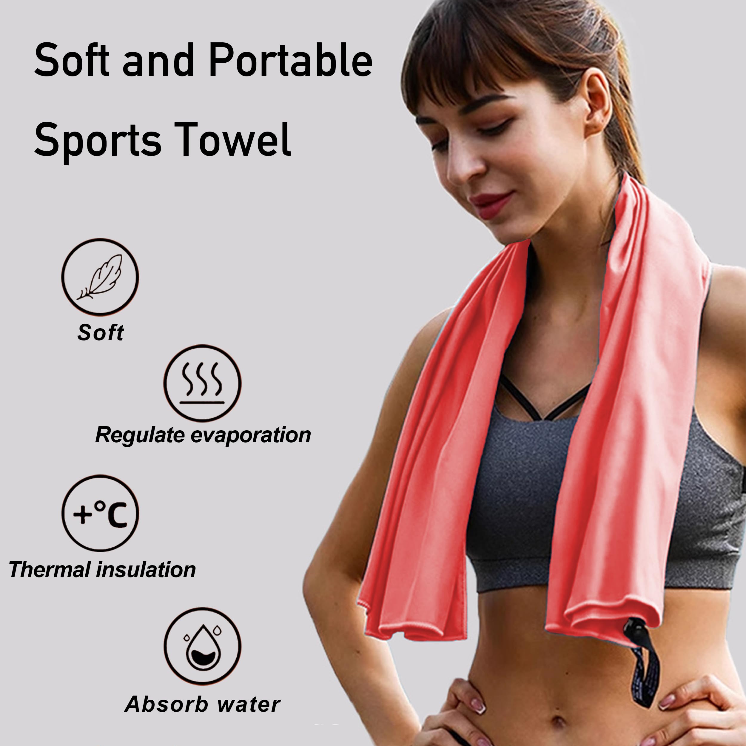 H HANSEL HOME Toalla Gimnasio de Microfibra Rosa - Ligera, Compacta, Absorbente, Secado Rápido - Ideal para Gym, Viaje, Piscina, Playa - 39x55cm - Disponible en 4 Tamaños y 3 Colores