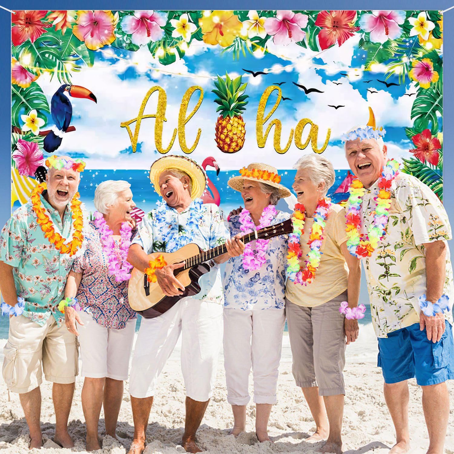 Vinuwu Aloha Hawaiian Party Banner, Multicolor, 185 x 110 cm - Image 3