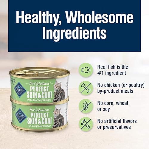 Miniatura 5 de Blue Buffalo True Solutions Perfect Skin & Coat - Alimento húmedo natural para gatos adultos, pescado blanco, latas de 3 onzas (paquete de 24)