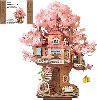 Rolife 3D Puzzles for Adults, Cherry Blossom Bonsai Tree Plants, Japanese Sakura Tree House Flowers Building Set for Adult...