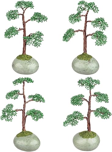Miniatura 10 de rockcloud Handcraft - Árbol de bonsái de alambre de aluminio con base de cerámica, árbol de dinero artificial para decoración del hogar de la