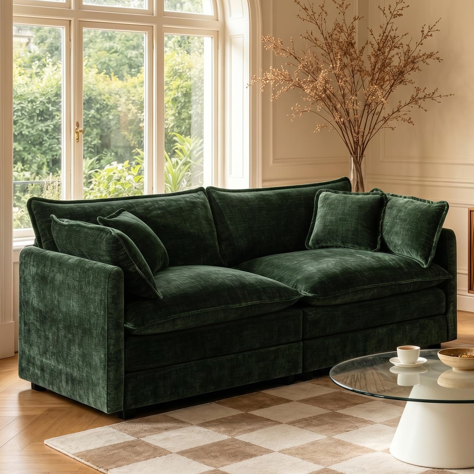 GNIXUU 76 inch Green Loveseat Sofa, fully assembled