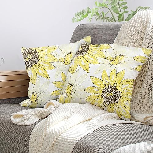 Miniatura 6 de Juego de 2 fundas de almohada de 18 x 18 pulgadas, elegantes almohadas decorativas de girasol, fundas de almohada de crisantemo para exteriores,