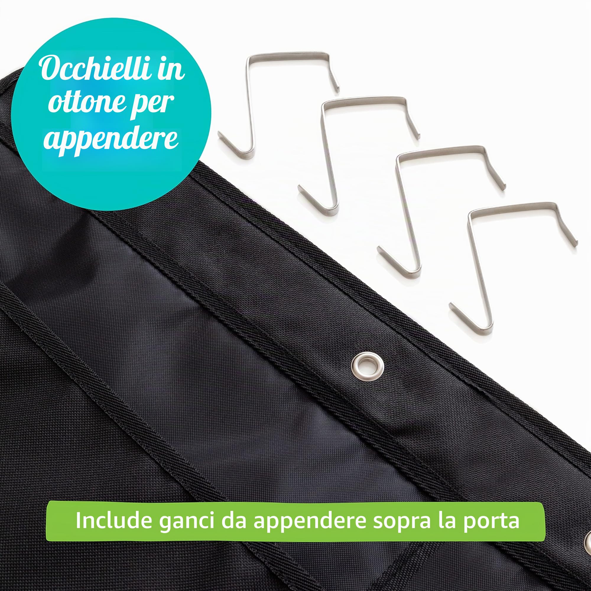 WallDeca Portariviste da Parete con 20 Tasche Formato A4 ed Etichetta Identificativa – Portadocumenti per Uffici, Casa, Scuola con 3 Ganci Inclusi – Schedario Parete Nero (115 x 71 cm)