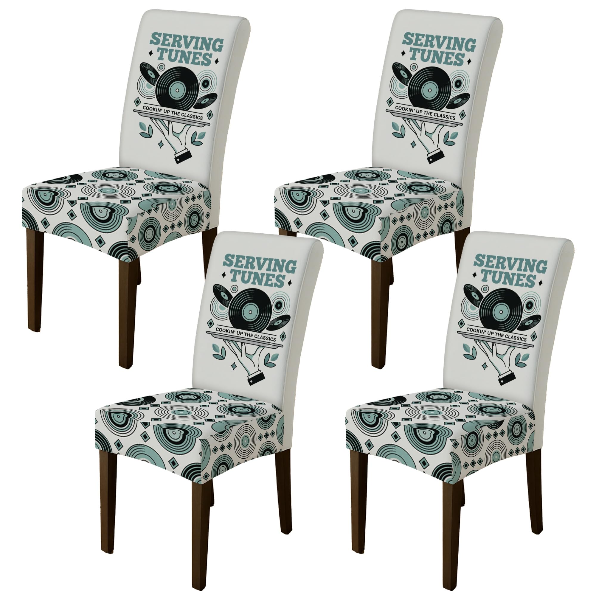 Housses de chaise en vinyle rétro lot de 4 pour salle à manger cuisine