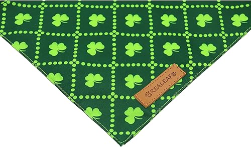 Miniatura 4 de Realeaf Paquete de 2 bandanas para perros del día de San Patricio bufanda reversible de trébol verde para mascotas para niños y niñas tela duradera