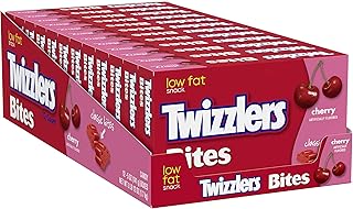 TWIZZLERS Bites Cherry Flavored Chewy Candy, Bulk Low Fat, 5 oz Boxes (12 Count)