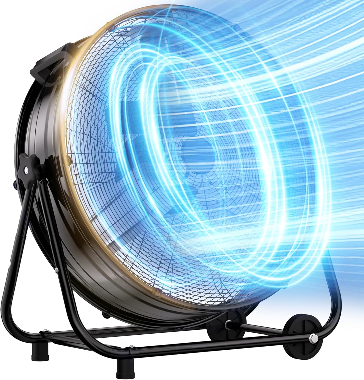 YEW 30 Inch High Velocity Heavy Duty Metal Drum Fan,14000 CFM Industrial Floor Fan With 360°Adjustable Tilt,Outdoor Standing Fan with 3 Speed,Electric Fan For Commercial,Factory,Basement(Black)