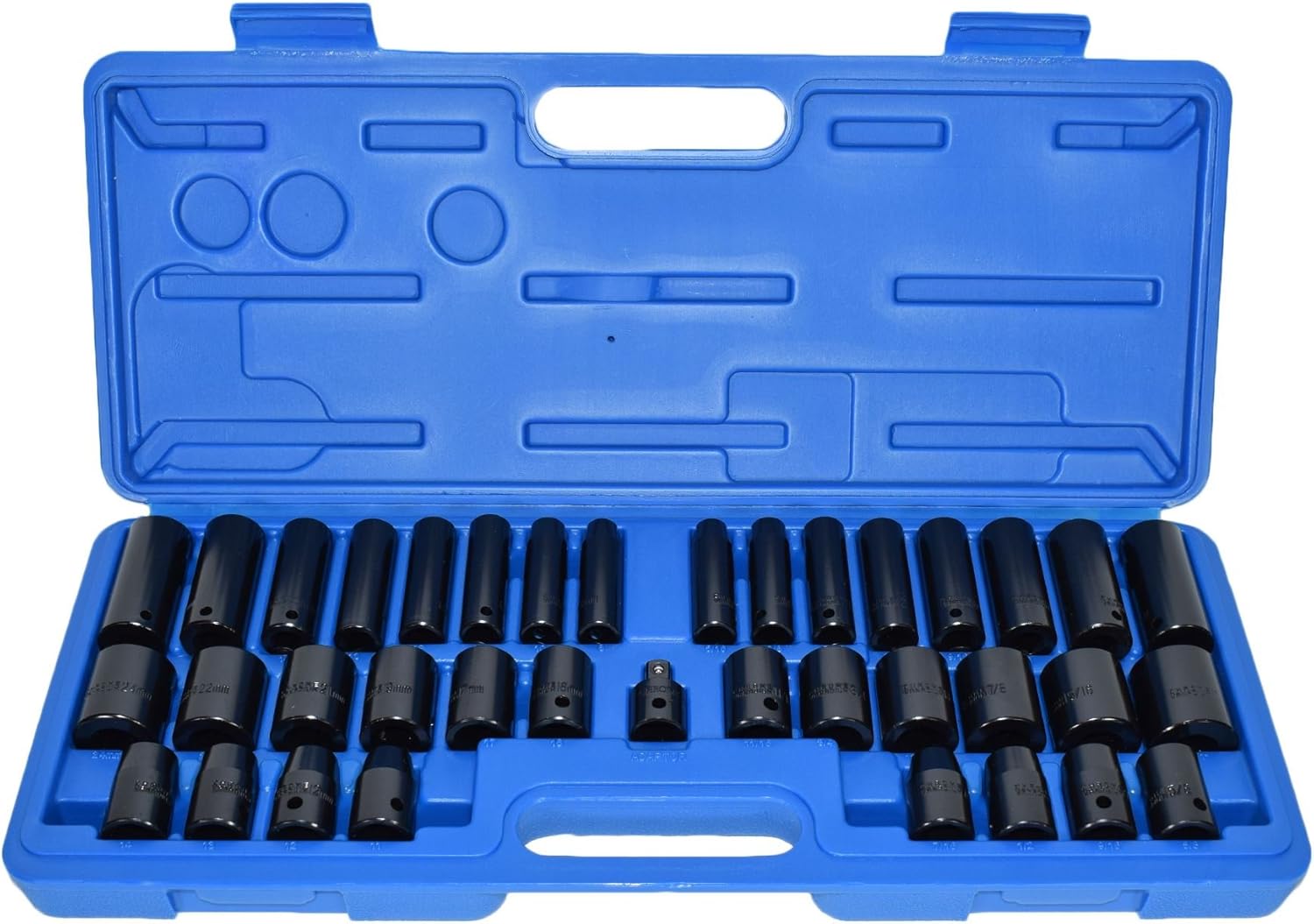 3/8" 1/2" Shallow and Deep Metric MM Imperial AF Impact Sockets 6 sided 38pc
