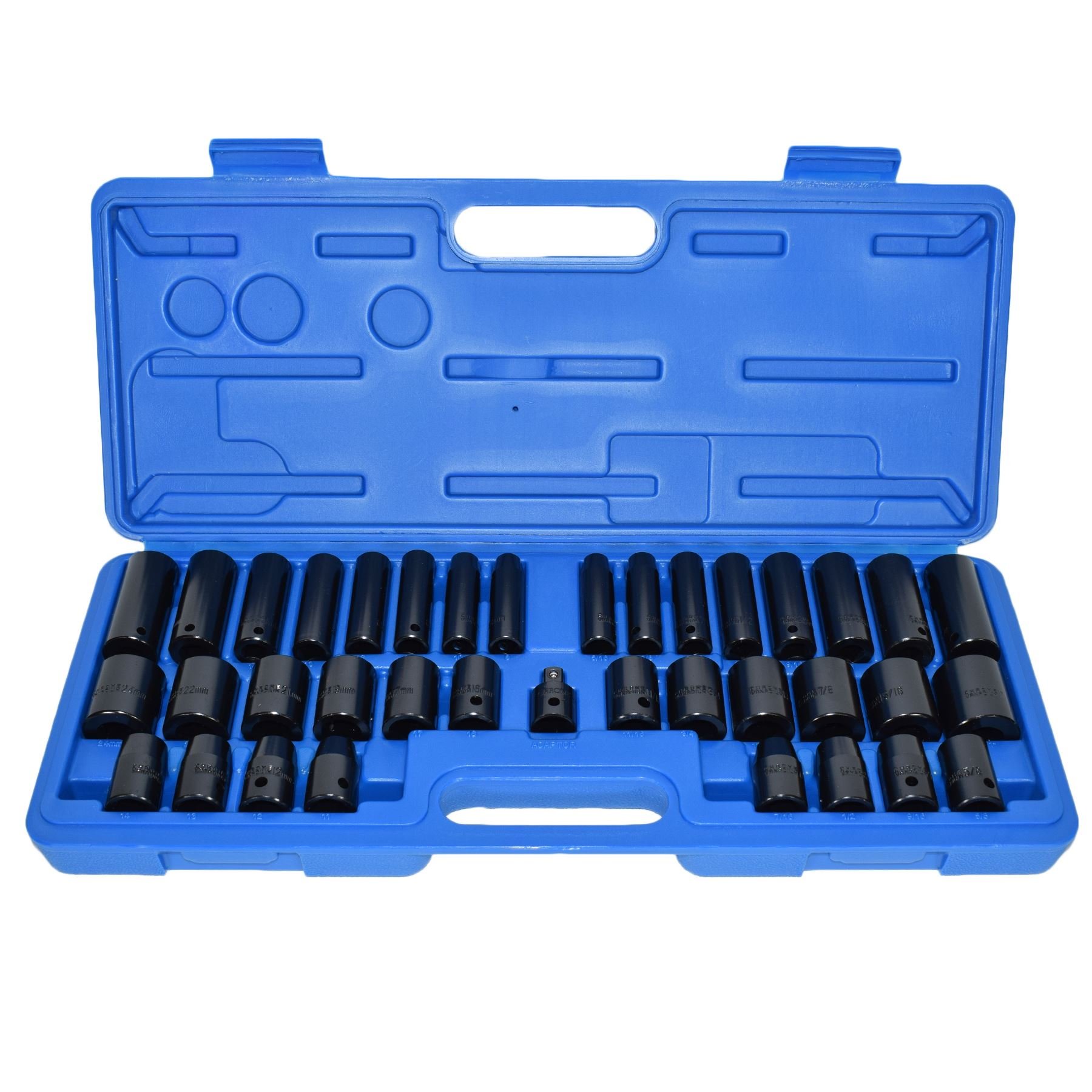 Douilles à choc 38 pièces métrique impérial coffret complet 3/8 et 1/2