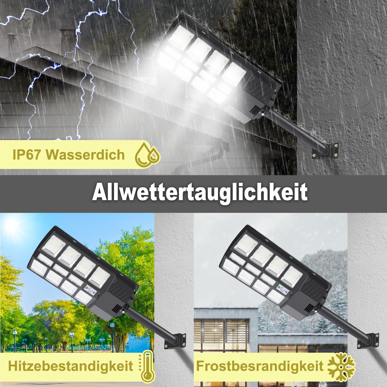 LED Solar Straßenlaterne 400W, Solarlampen für Außen, Solarbetriebene 6500K Straßenlampe Wandleuchte mit Bewegungsmelder Sensor, Außen Wegeleuchte im Freien Straßenleuchte,4 Stück