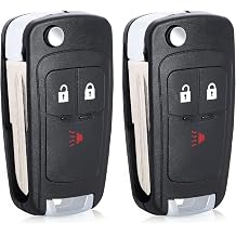[Pack of 2], Aichiyu Key Fob Case Replacement Flip Remote Control Car Key Shell Cover Fob 3 Buttons Fits for Chevrolet Spark 2012 2013 2014 2015 2016