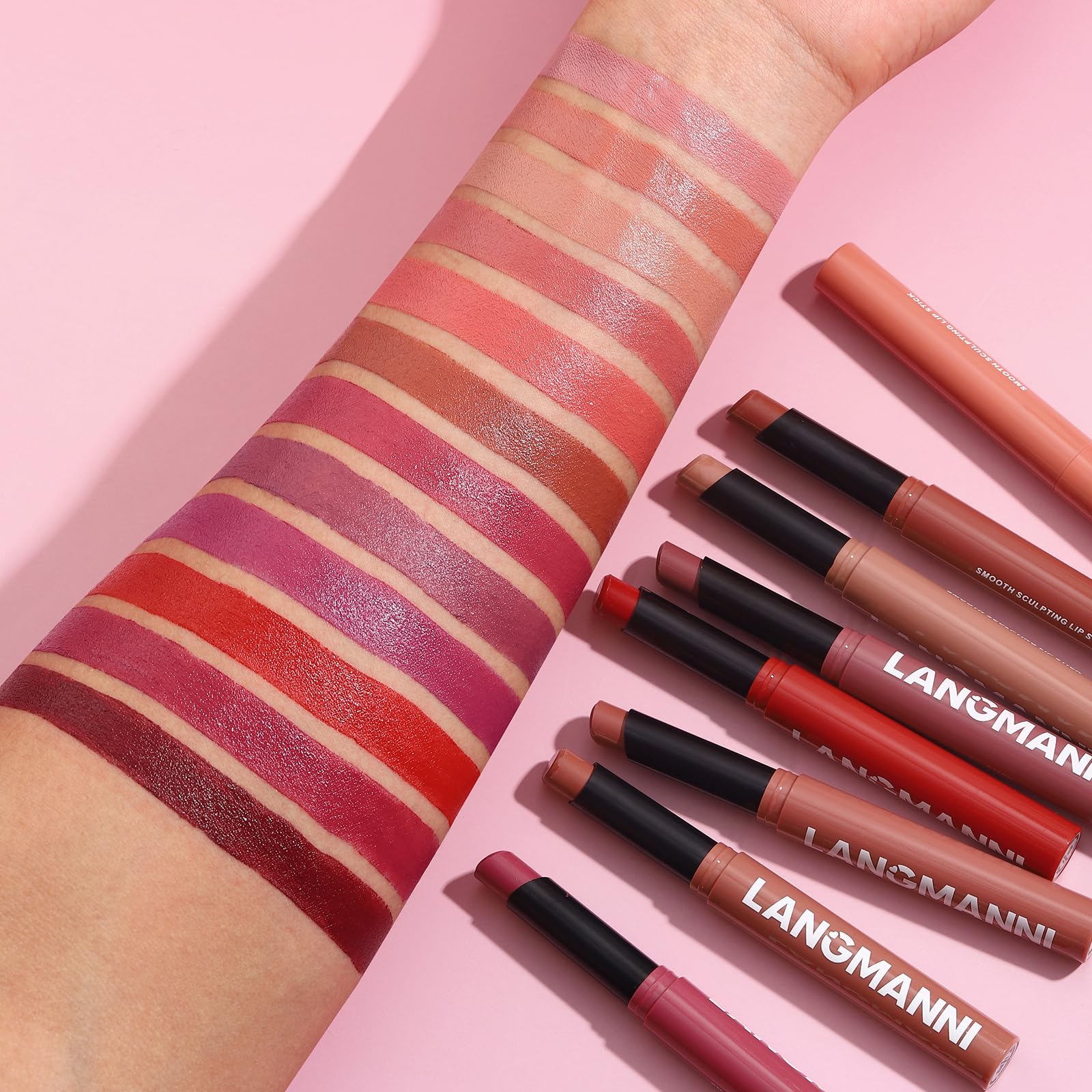 Jolilab 12Pcs Velvet Matte Lipstick Nude Matte Soft Dark Color Stick High Pigmented Long-Lasting Waterproof Lip Stick Lip Balm Beauty Cosmetics Gift for Girls and Women(01#-12#)
