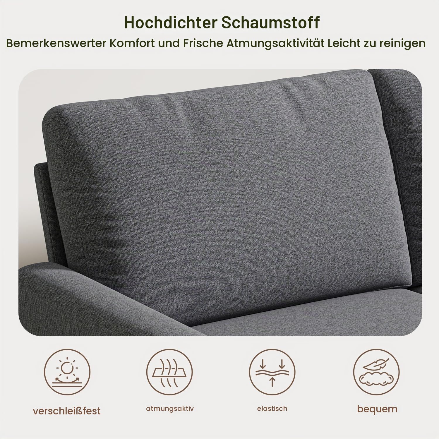 2-Sitzer Sofa, Stoffcouch mit Armlehnen, 147x63x84cm, Dunkelgrau | Für Wohnzimmer, Schlafzimmer oder Büro, Platzsparendes Zweisitzer Sofa für Kleine Räume, 147x63x84cm