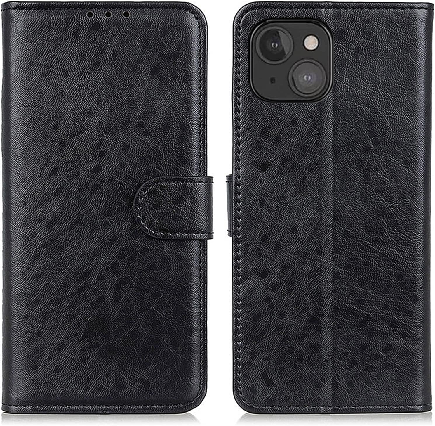 Wallet Case for iPhone 14/14 Plus/14 Pro/14 Pro Max, Vintage Leather Flip Cell Phone Cover for Men Women Card Holder Kickstand Magnetic Adsorption TPU Shell (Color : Black, Size : 14)
