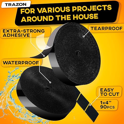 Miniatura 9 de Rollo de cinta de velcro con adhesivo resistente, fuerza industrial, fácil de cortar, tiras de gancho y bucle fuertes con parte trasera adhesiva,