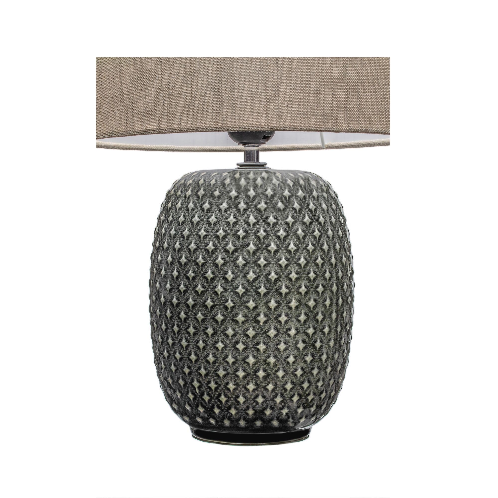 Pauleen 48153 Pretty Classy Tischleuchte Keramik Tischlampe mit Stoffschirm hell Beige max60W E27 Dunkelgrau/Beige 230V Keramik