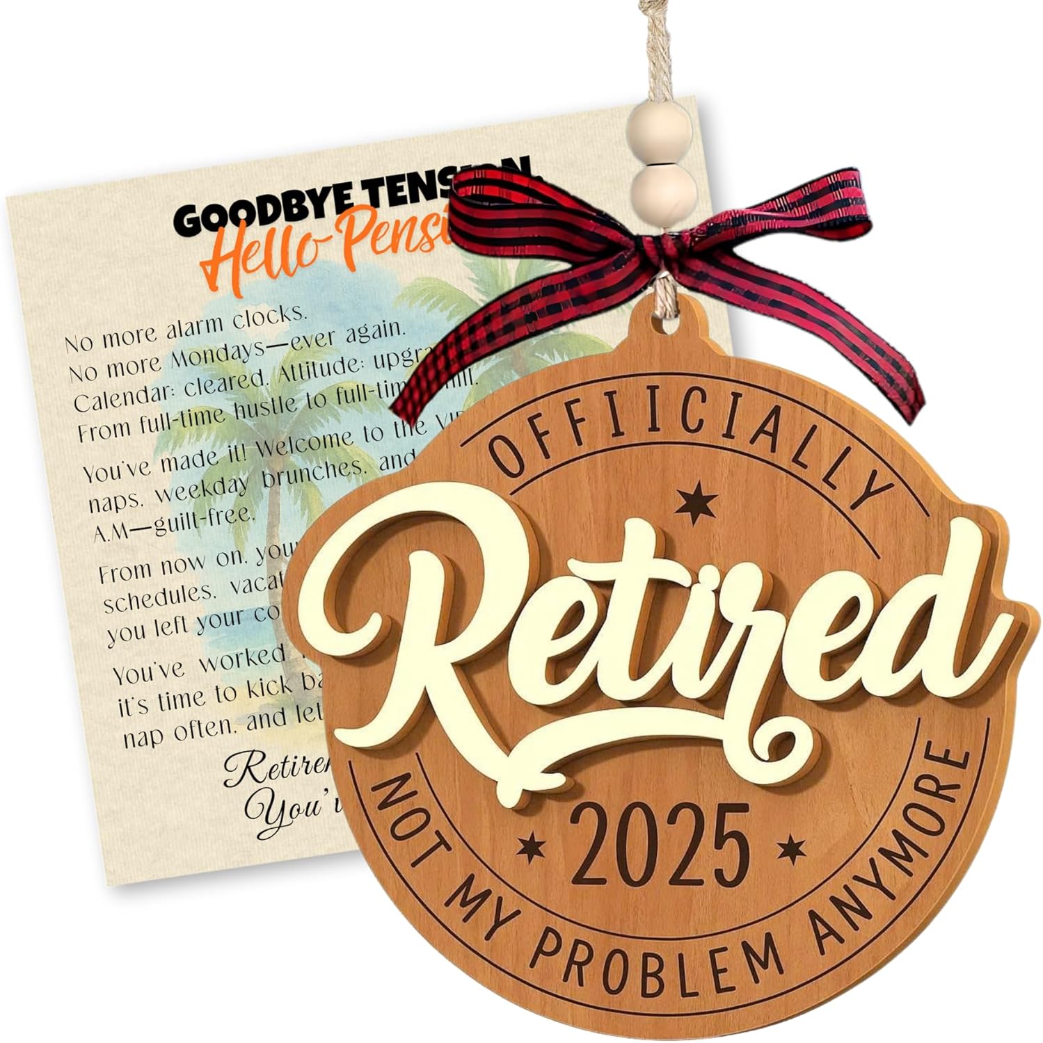 Retirement Ornament 2025 - Retirement Christmas Ornament 2025, Gifts for Men, Happy Funny Cool Retire Party, Mens Retired Gift Ideas for Coworker, Boss, Teacher, Nurse, Man, Wood Retired Ornaments