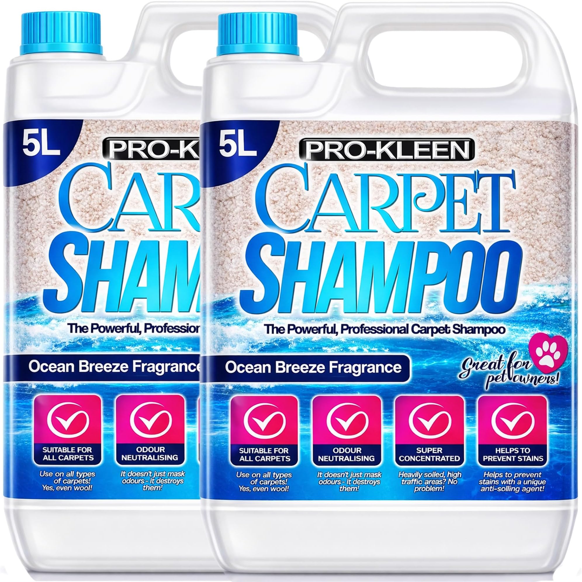 Professional Carpet & Upholstery Shampoo – Ocean Fresh Fragrance 10L - High Concentrate Cleaning Solution - Suitable for All Machines