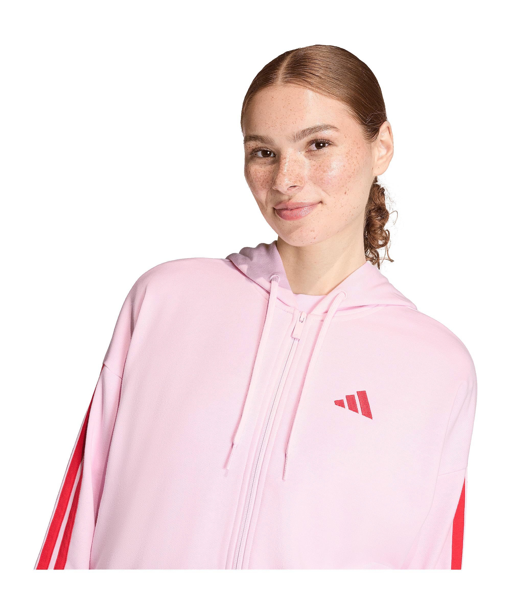 adidas Women's Chaqueta con Capucha Essentials French Terry 3 Bandas
