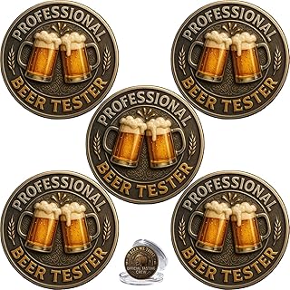 Professional Beer Tester Commemorative Coin, Funny Beer Challenge Coin for Beer Lovers, in Beer We Trust Collectible Coin, Drinking Token for Bar Collectors Gift (5PCS)