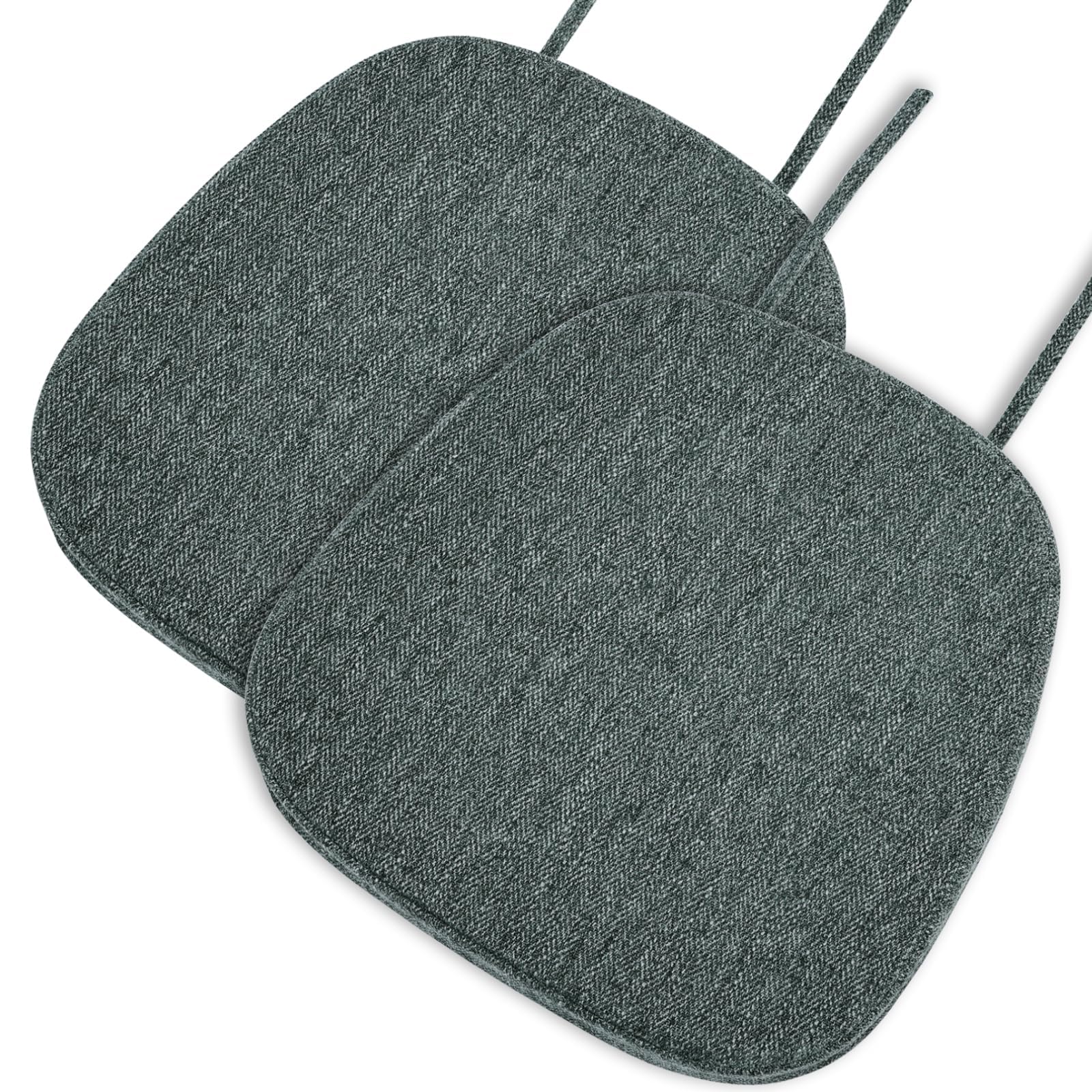 baibu 14x14 Memory Foam Metal Chair Cushions Set of 2, Dual-Layer Design Non-Slip Metal Dining Chair Pads Kitchen Seat Cushion with Machine Washable Cover, 2 Counts, Dark Grey