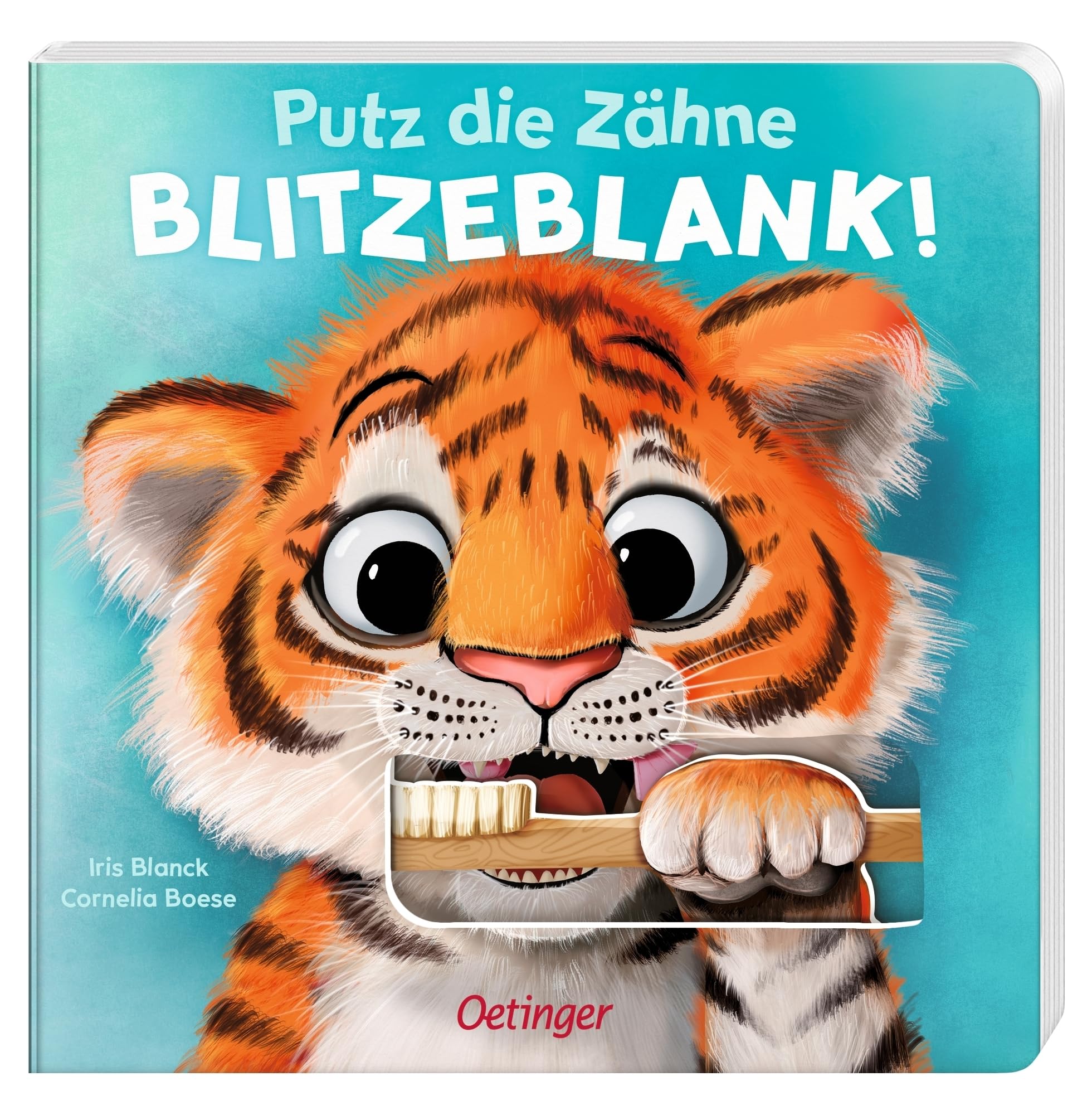 Putz die Zähne blitzeblank!: Pappbilderbuch zur Unterstützung der Zahnputz-Routine mit robusten Schiebeelementen für Kinder ab 2 Jahren