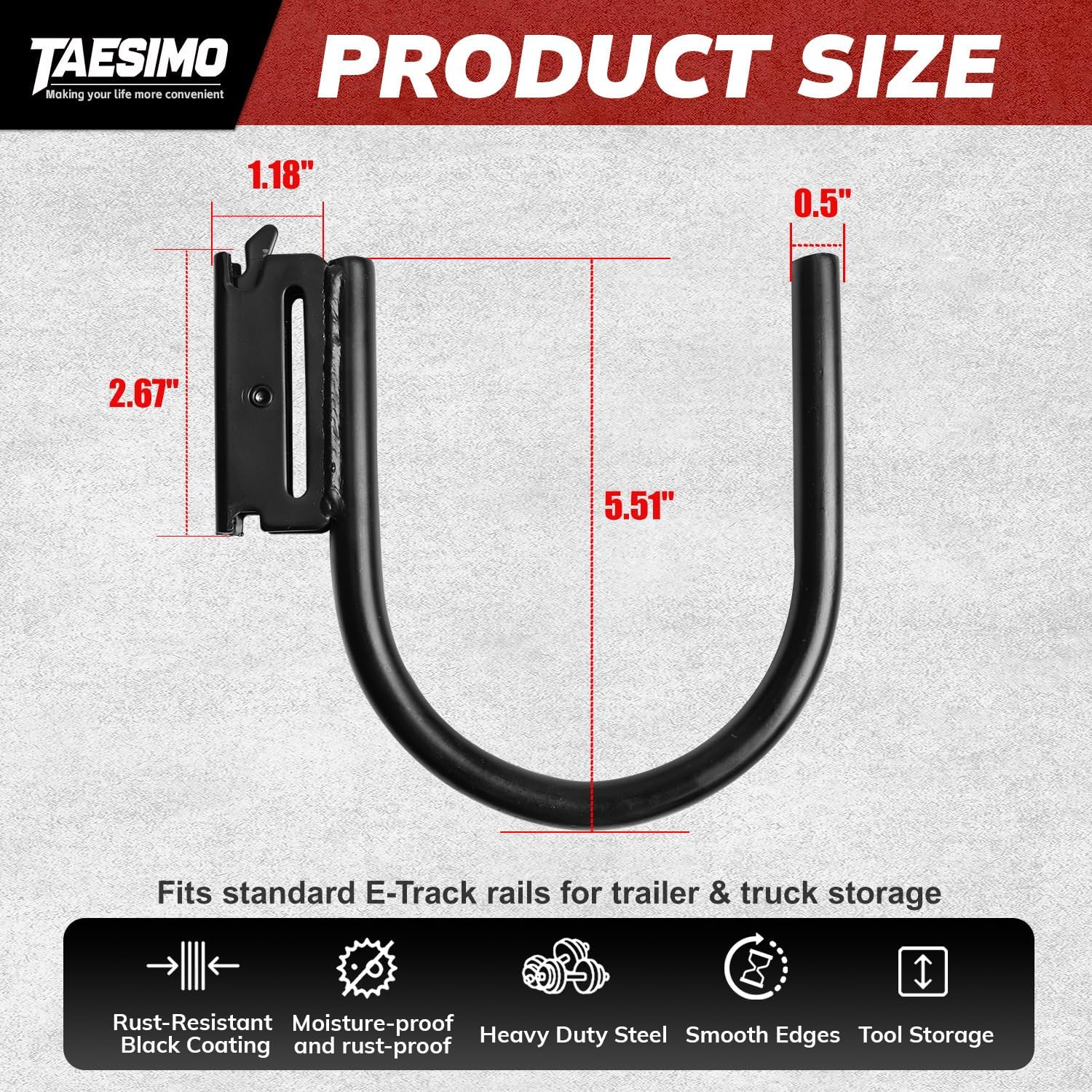 4-Pack 4-Inch E-Track j Hooks, Heavy Duty Steel Spring Loaded Cargo Hook for Truck Trailer Van Warehouse Organization
