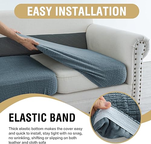 Miniatura 6 de H.VERSAILTEX Fundas de cojín individuales superelásticas de jacquard para sofá, protector de muebles de elastano, fundas suaves y gruesas, fácil de
