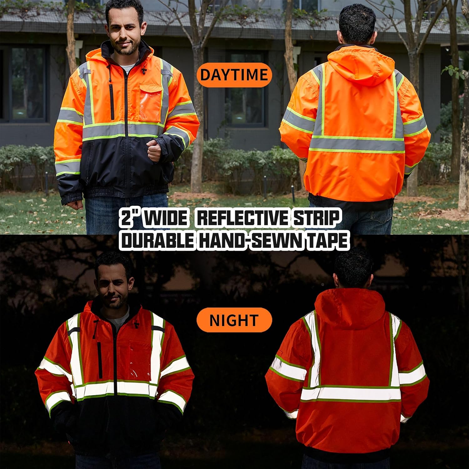 SRsafety High Visibility Safety Jacket,Reflective Waterproof Jacket with Black bottom,Construction Work Jacket for Men/Women - Image 6