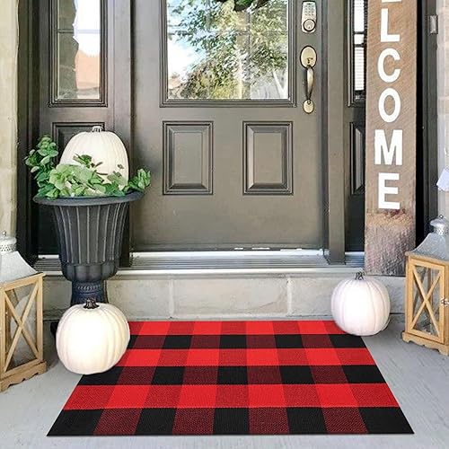 Miniatura 374 de IOHOUZE - Tapete a cuadros estilo búfalo de 5 x 8 pies para interiores y exteriores, lavable, para sala, tapete de bienvenida primavera-verano