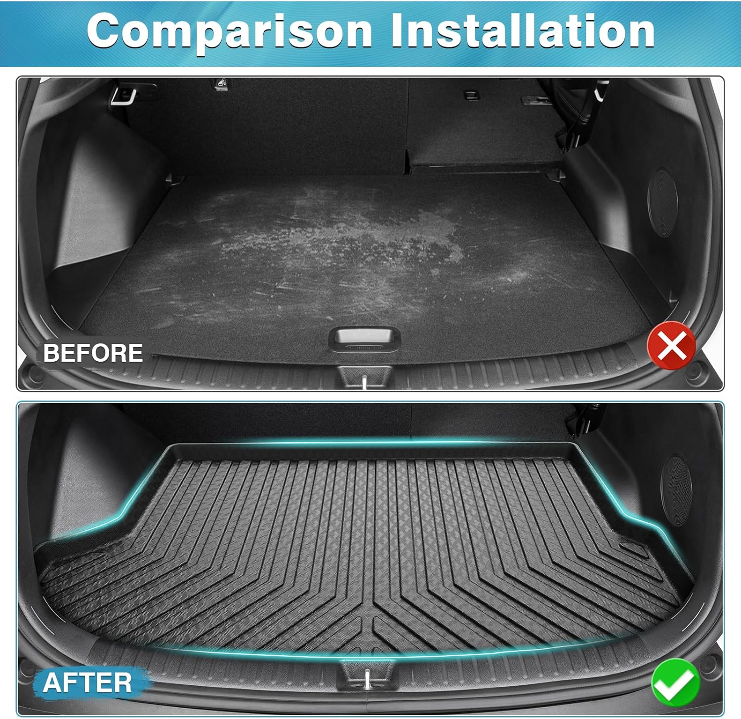 Mixsuper Custom Fit Cargo Liner for 2021-2025 2026 Kia Seltos, Fit Seltos SX/SX Turbo, Only Fits Models with Subwoofer in Cargo Area, All Weather Rear Trunk Liner Mat Black - Image 3