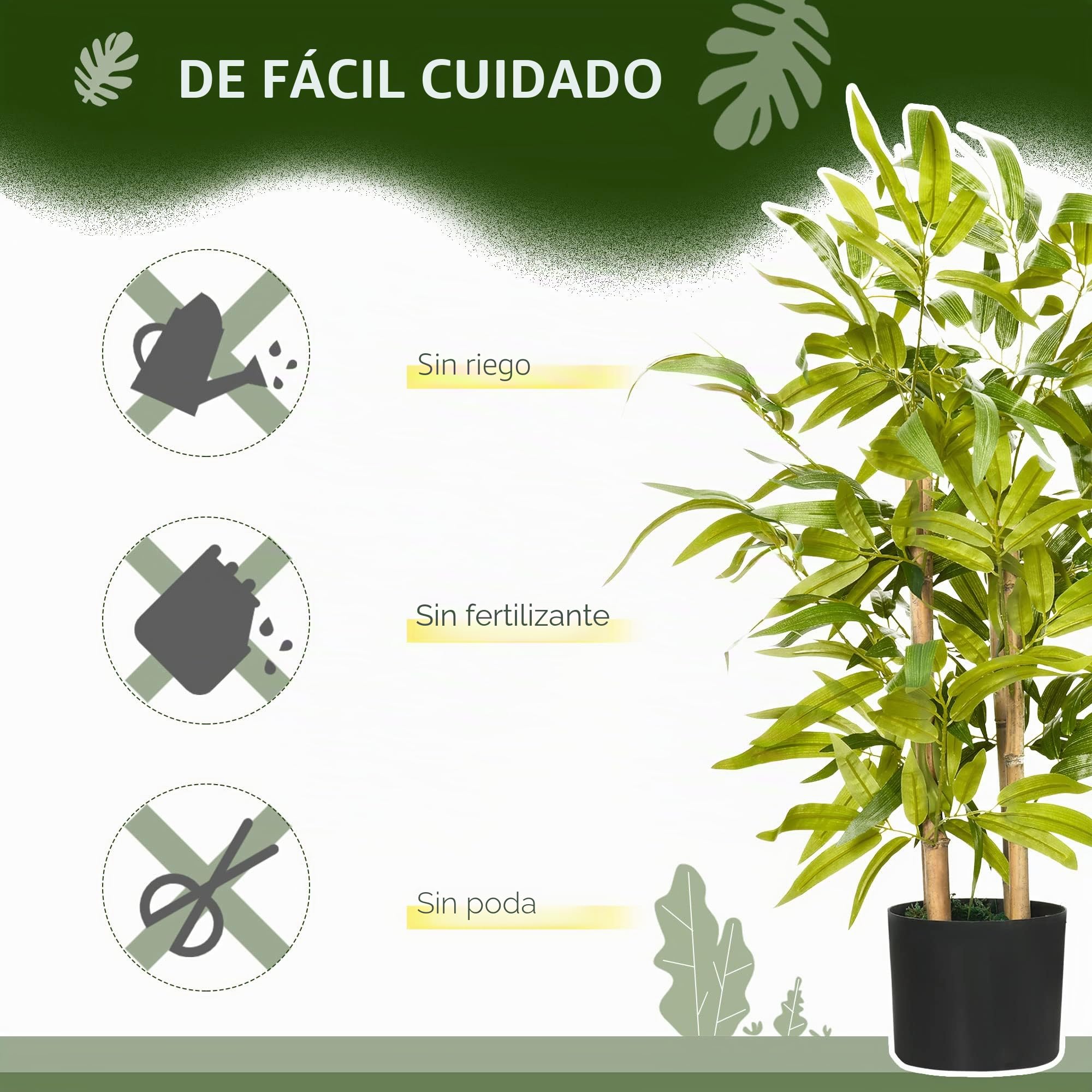 HOMCOM Árbol de Bambú Artificial Decorativo en Maceta 60cm