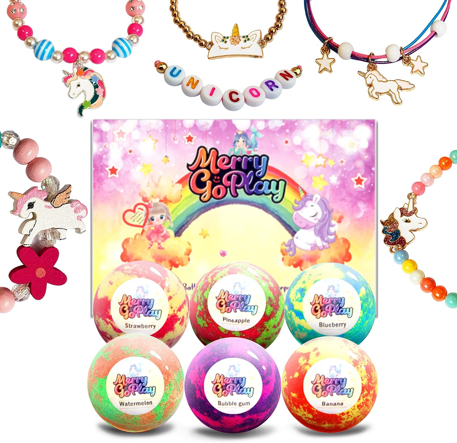 Unicorn Bath Bombs for Girls with Jewelry Inside, Jewelry Box Set