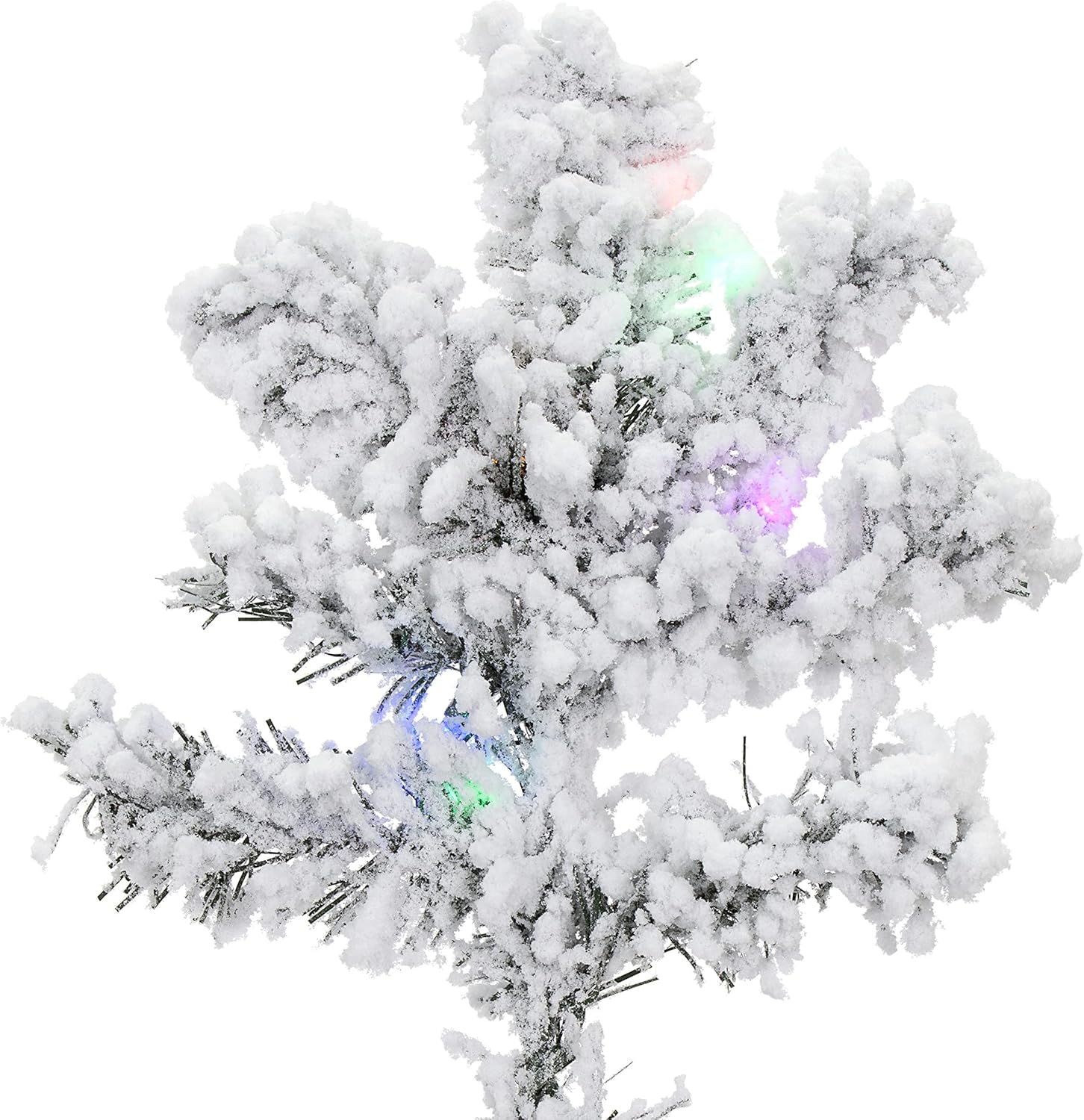 Vickerman Artificial 6.5' Indoor Flocked Alaskan Pine Christmas Tree - 700 Dura-Lit® Multi-Colored Lights - 1045 PVC Tips - Snowy Faux Tree for The Holidays - Reliable and Durable