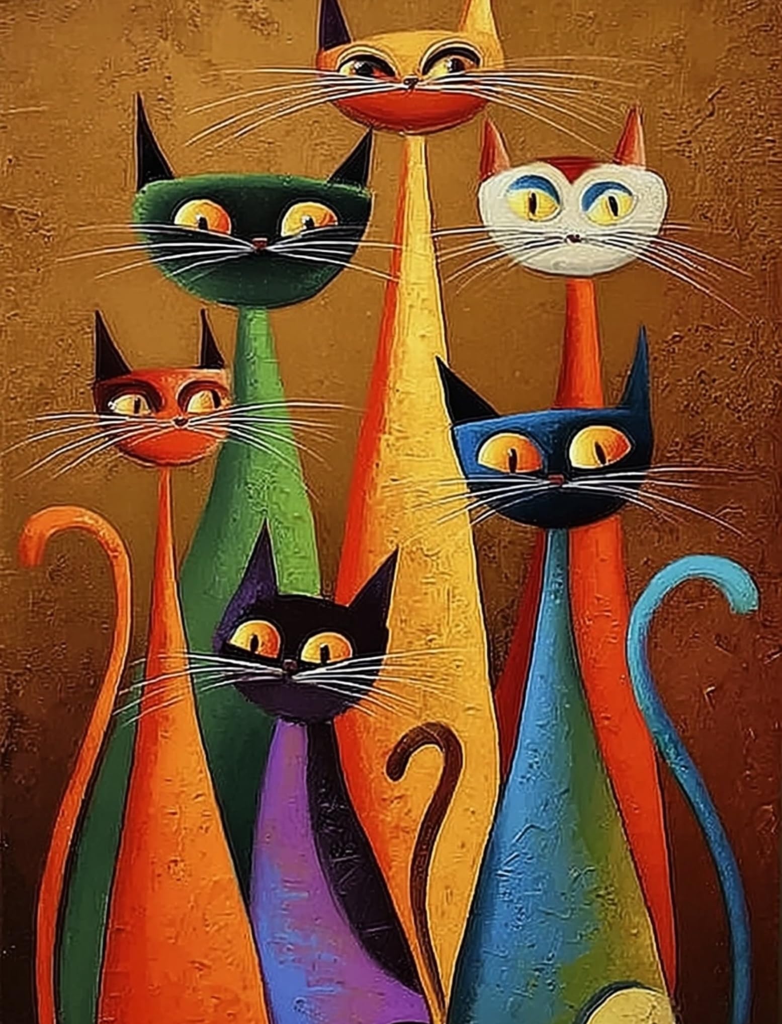 WANGWANGMIAO Paint by Numbers for Adults Beginner,Colorful Cats Painting by Number Kits On Canvas,DIY Color Oil Painting Acrylic Paints,Home Wall Decor 40x50cm/16x20in，with Frame