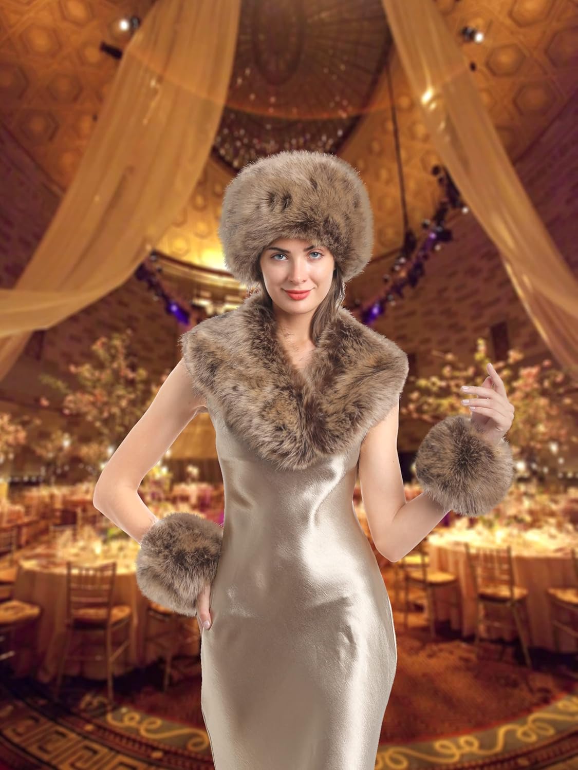 LA CARRIE Women's Faux Fur Collar Scarf Wrap Winter Neck Warmer Collar Ladies White Scarf - Image 6