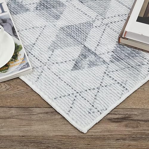 Miniatura 3 de COZYLOOM Tapete de 2 x 3 con estampado geométrico, moderno, abstracto, para puerta delantera, ultra suave, antideslizante, tapete de pelo bajo, no