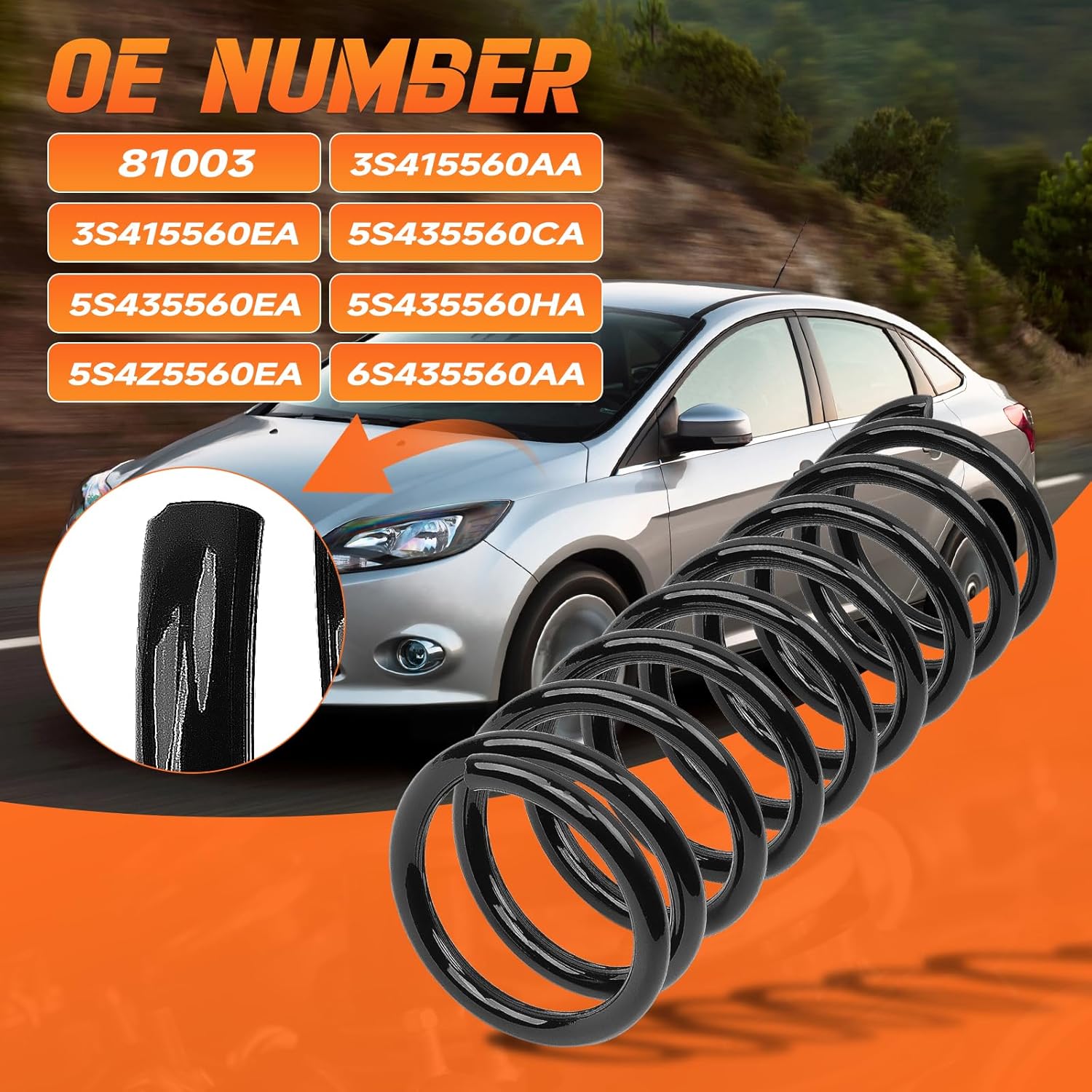 2PCS Rear Suspension Coil Spring Set Fit for Ford Focus 2005-2011 | Mazda 3 2004-2013 | Mazda 3 Sport 2009-2013, Driver and Passenger Sides Replace number# 6S435560AA, 5S435560EA