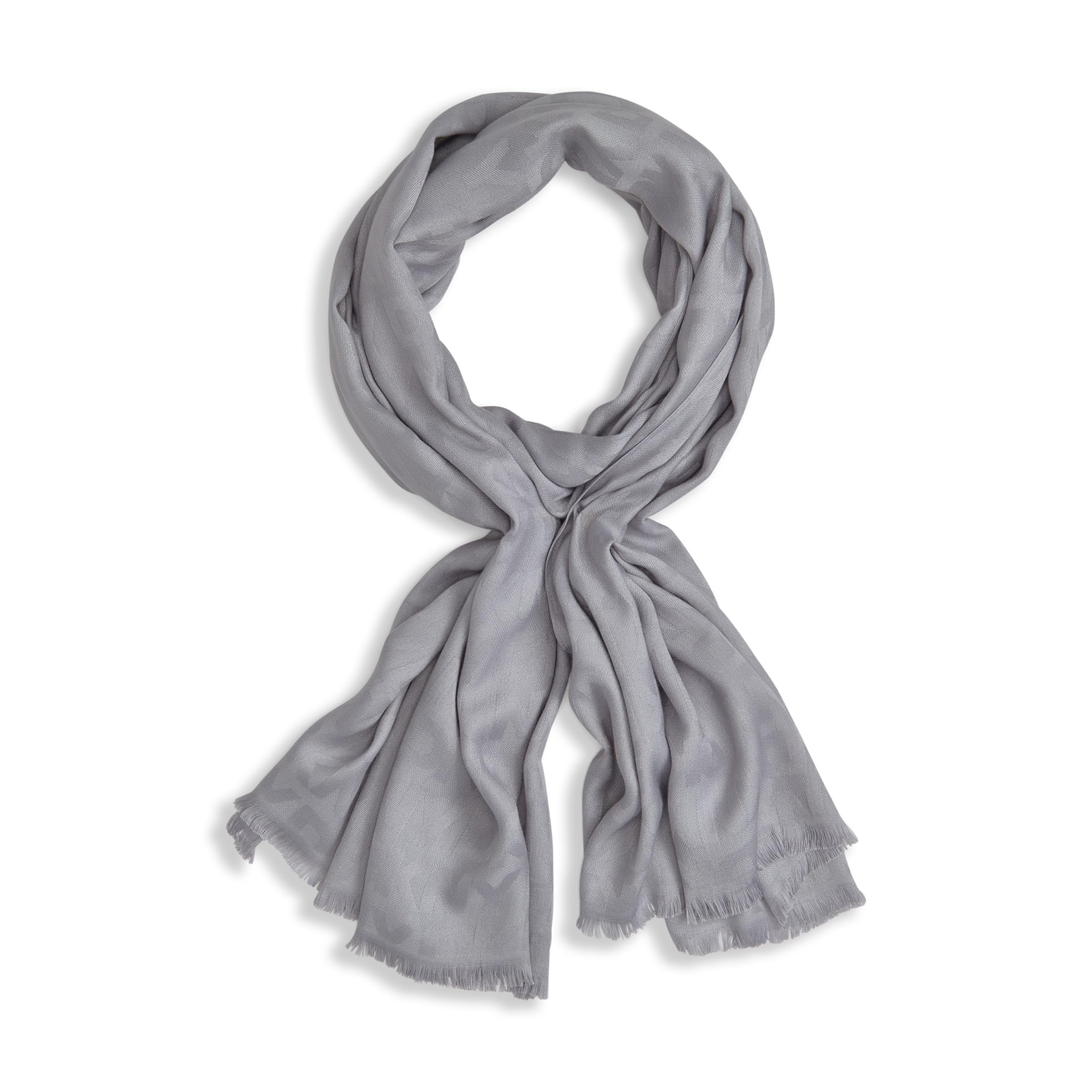 Dkny Women's Grey Blanket Fluffy Plaid Scarf, One Size