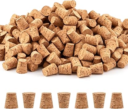 450 Pieces Small Cork Stoppers Mini Tapered Cork Plugs Glass Bottles Tops for DIY Craft Projects 0.4 x 0.3 x 0.5 Inches