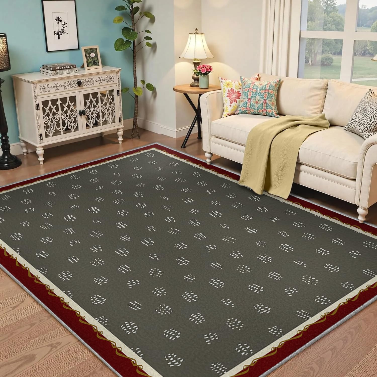Tapis de lit géométrique minimaliste gris foncé 120x180 cm