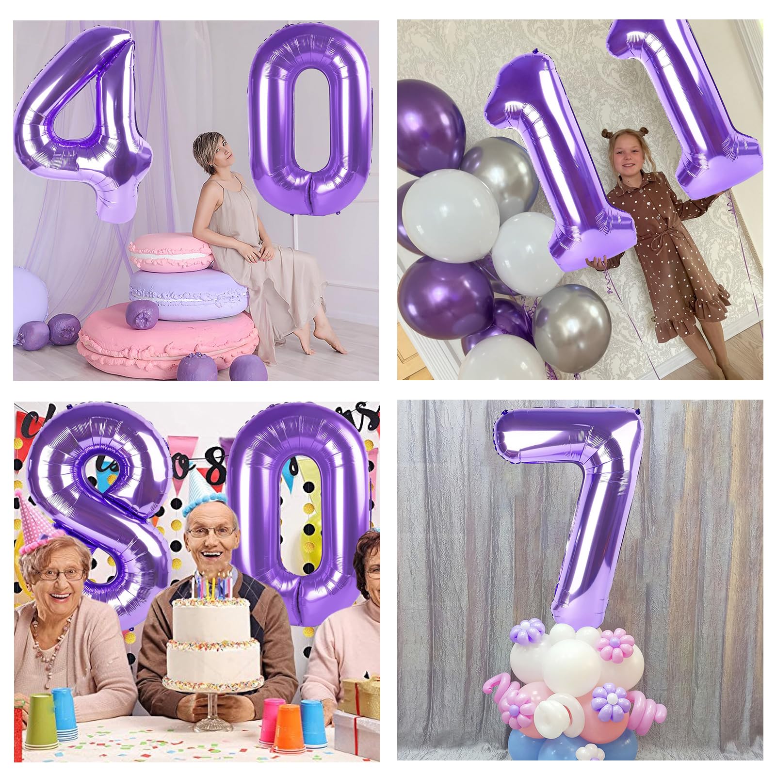 Set Palloncini Per Compleanno 24 – Viola – Numero Gigante 100 Cm – 25 Pezzi Con Striscione E Palloncini A Stella – Decorazione Festa Compleanno Ragazzi Ragazze