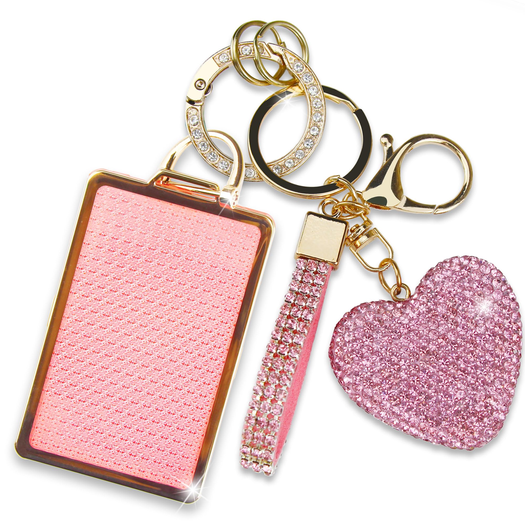 Simocky Compatible with Tesla Card Key Holder with Diamond Keychain, Compatible with Tesla Model 3 and Model Y Key Protective Cover Keycard Case for