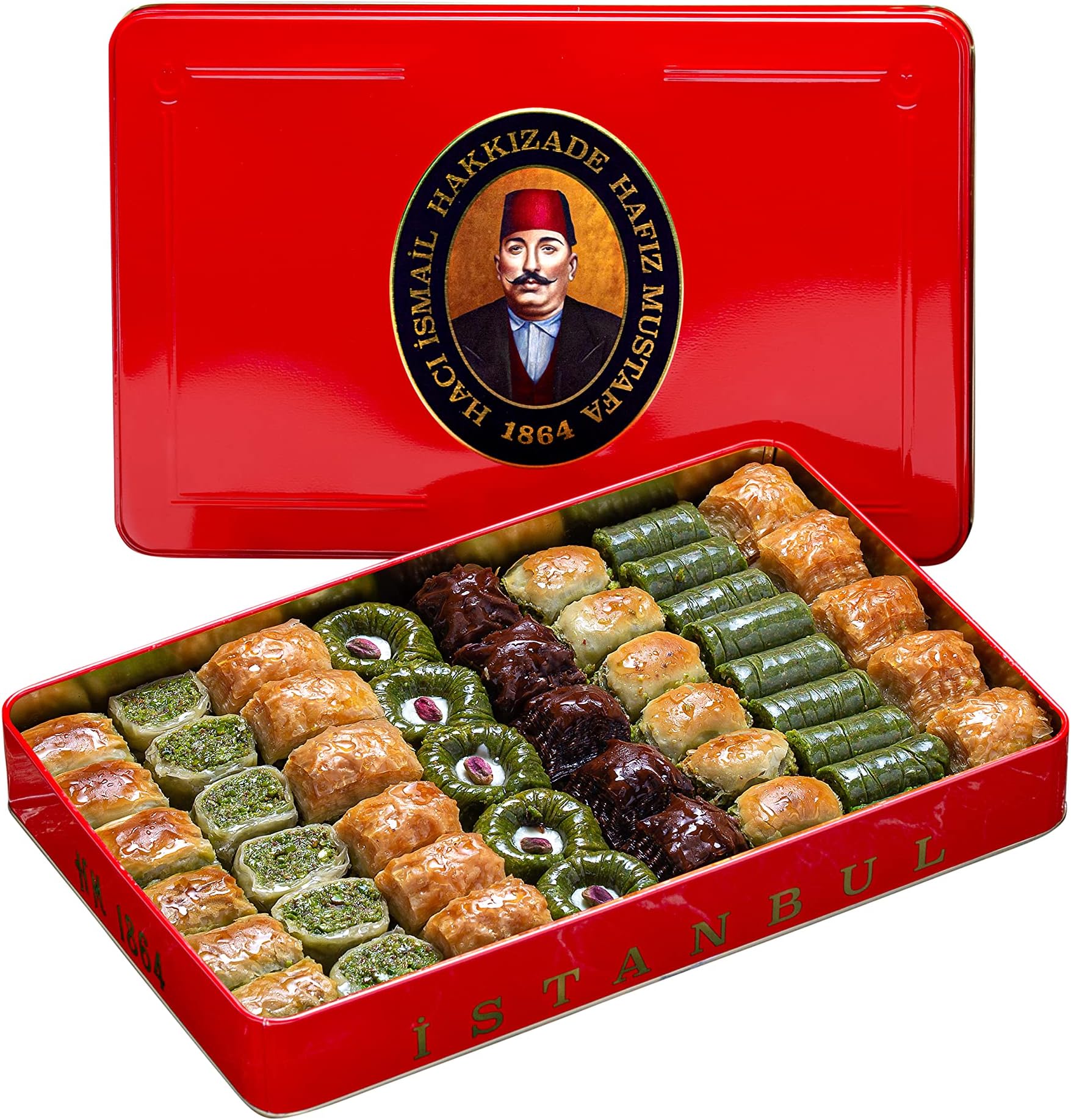 Baklava Pastry Box - Baked Baklava Dessert Snacks Made from Fresh Phyllo Dough Sheets, Pistachio, Hazelnut, Walnut - Turkish Sweets Tray Gift Ideas for Birthday, Christmas