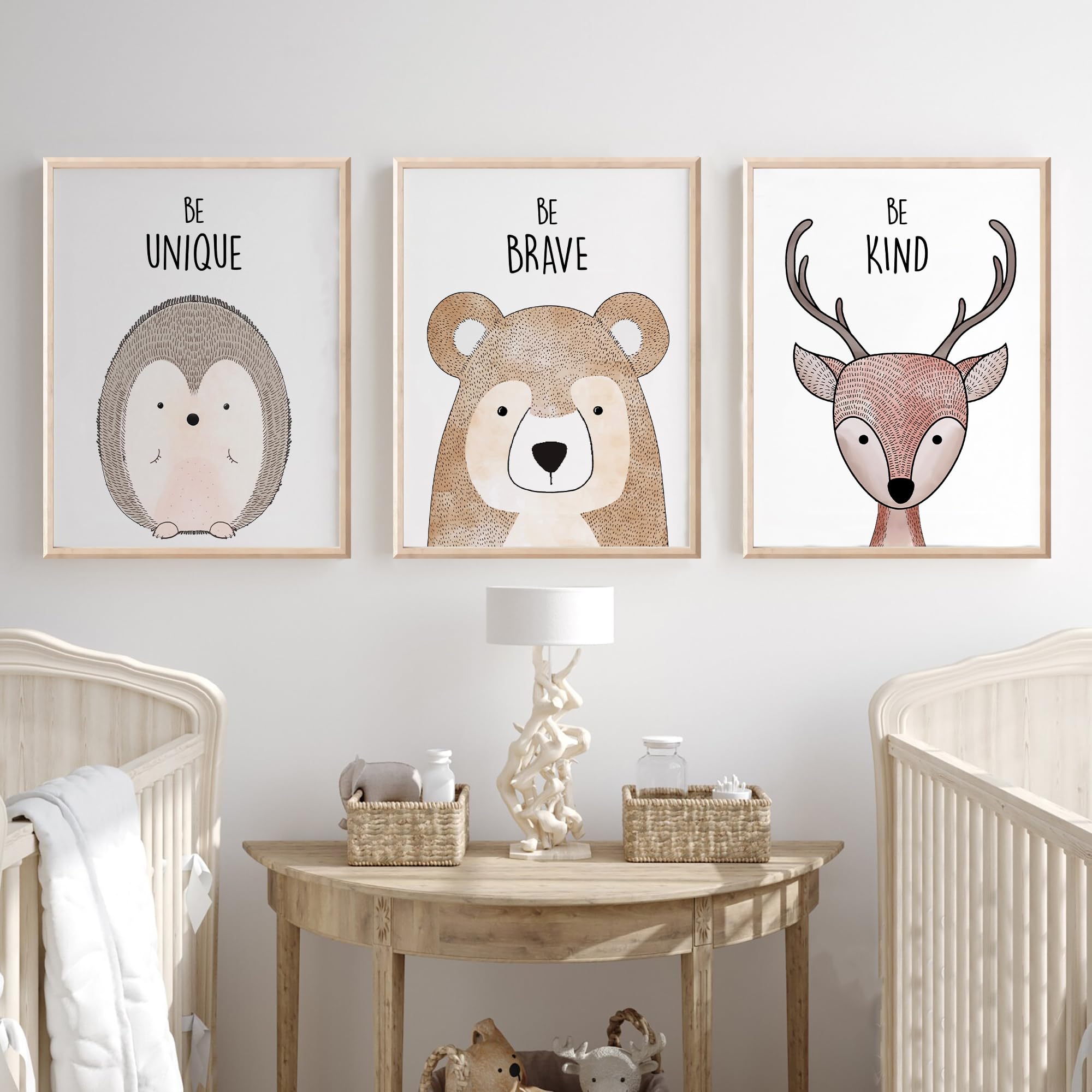 W.O.W.A Woodland Safari Baby Nursery Wall Art Prints - Set Of 6 Unframed 8x10 Jungle Animals