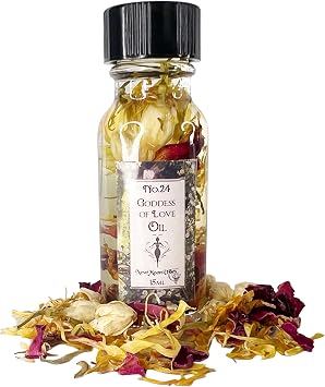 Goddess of Love Oil by New Moon Vibes - Attraction Love Joy Passion Commitment Intimacy Fidelity - Spells Rituals Conjure - Handmade with Essential Oils & Herbs - Wicca Pagan Hoodoo Magick