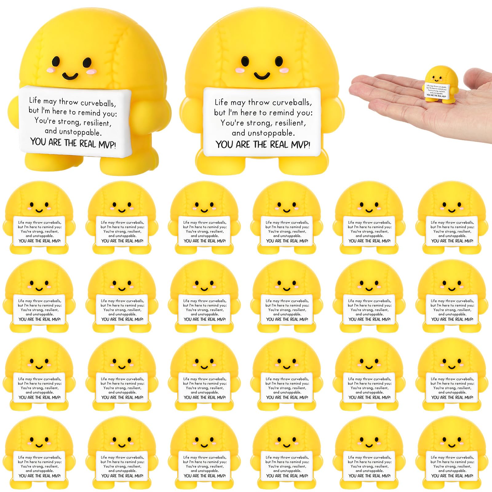 Skylety 24 Pcs Mini Graduation Softball Party Favors Softball Team Gifts Bulk Positive Soft Ball Desktop & Tabletop Decorative Emotional Positive Gift for Team Men Women Birthday Party Favors